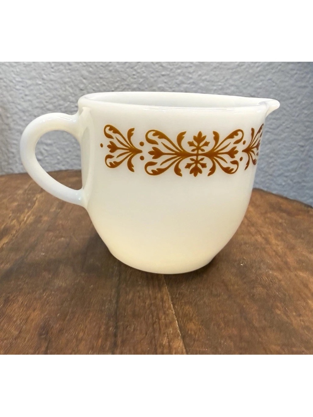 Vntg Corning Milk Glass Copper Filigree Creamer Granny Core